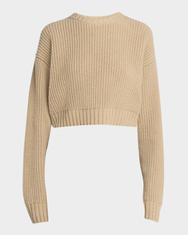 Ribbed Wool Cashmere Cropped Sweat